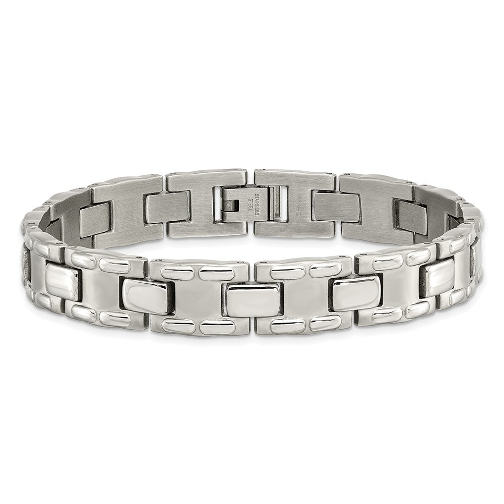 Chisel Stainless Steel Brushed and Polished 8.75 inch Link Bracelet SRB111-8.75