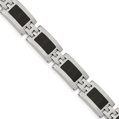 Chisel Stainless Steel Polished with Black Enamel 9 inch Link Bracelet SRB112-9