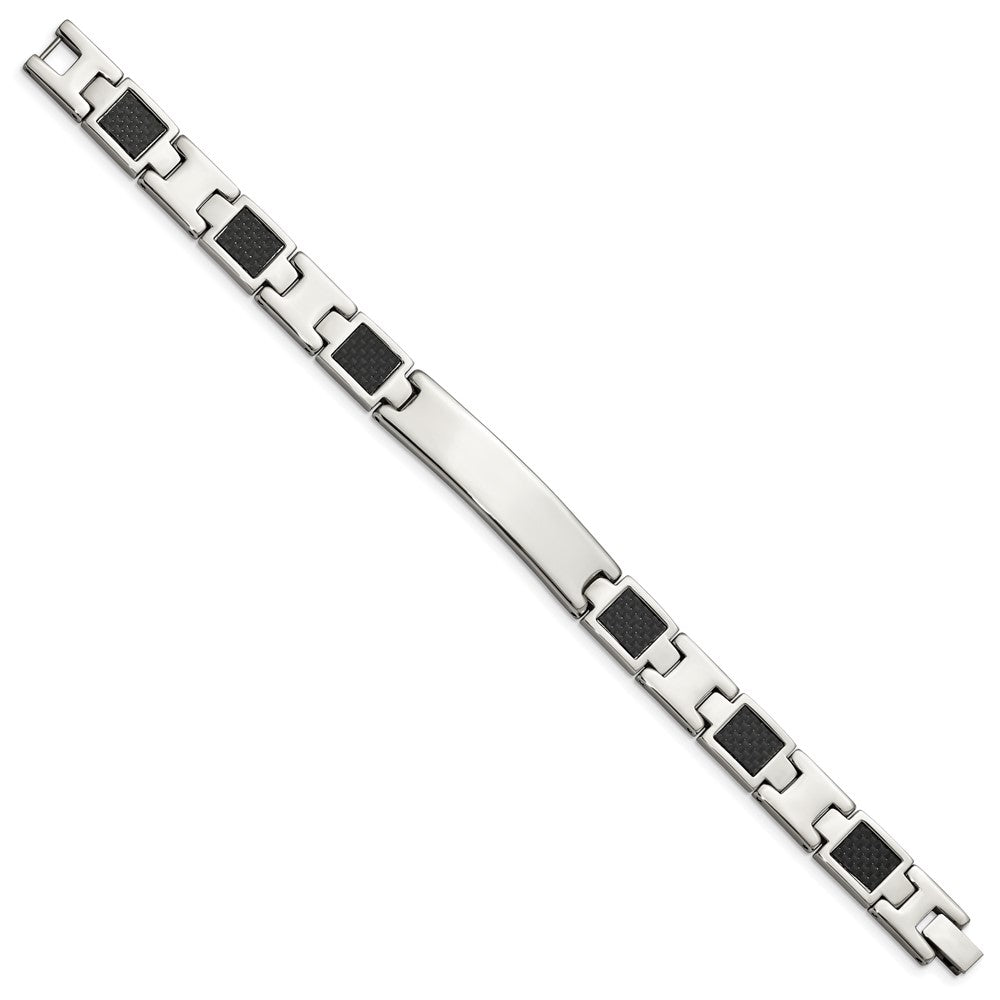Chisel Stainless Steel Brushed and Polished Black Carbon Fiber Inlay 8.5 inch ID Bracelet SRB120-8.5