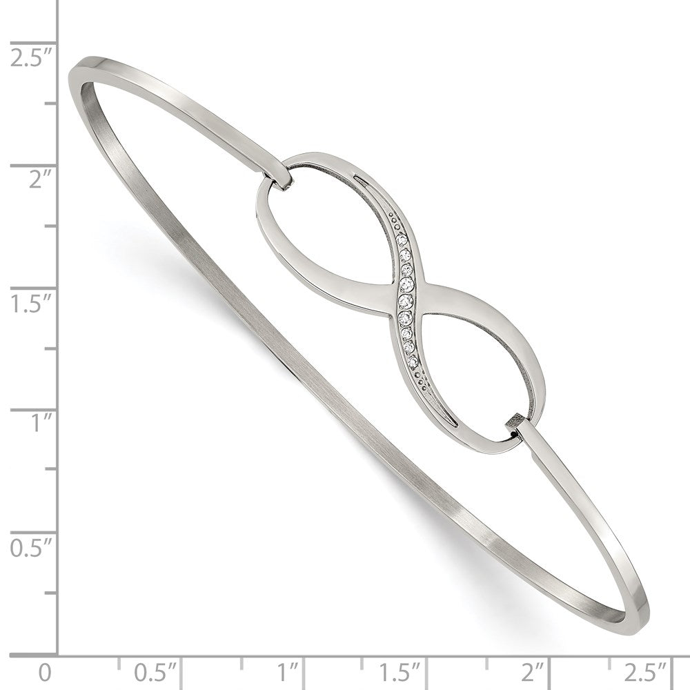 Chisel Stainless Steel Polished with CZ Infinity Symbol Bangle SRB1218