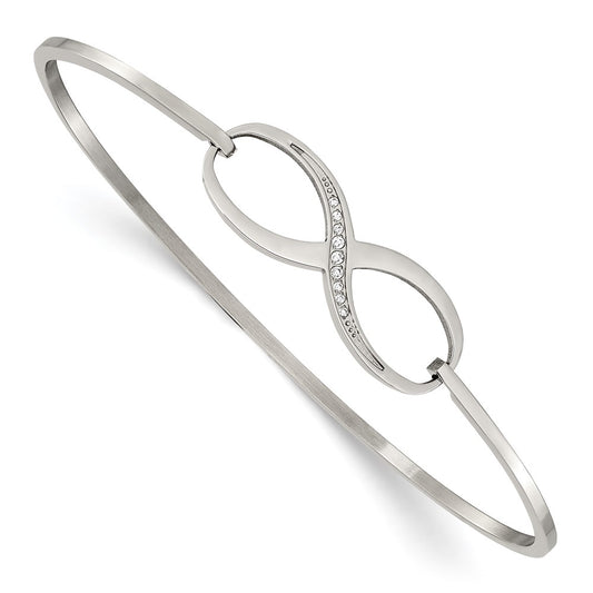 Chisel Stainless Steel Polished with CZ Infinity Symbol Bangle SRB1218
