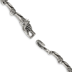 Chisel Stainless Steel Antiqued and Polished Dragon 8.75 inch Bracelet SRB1266-8.25