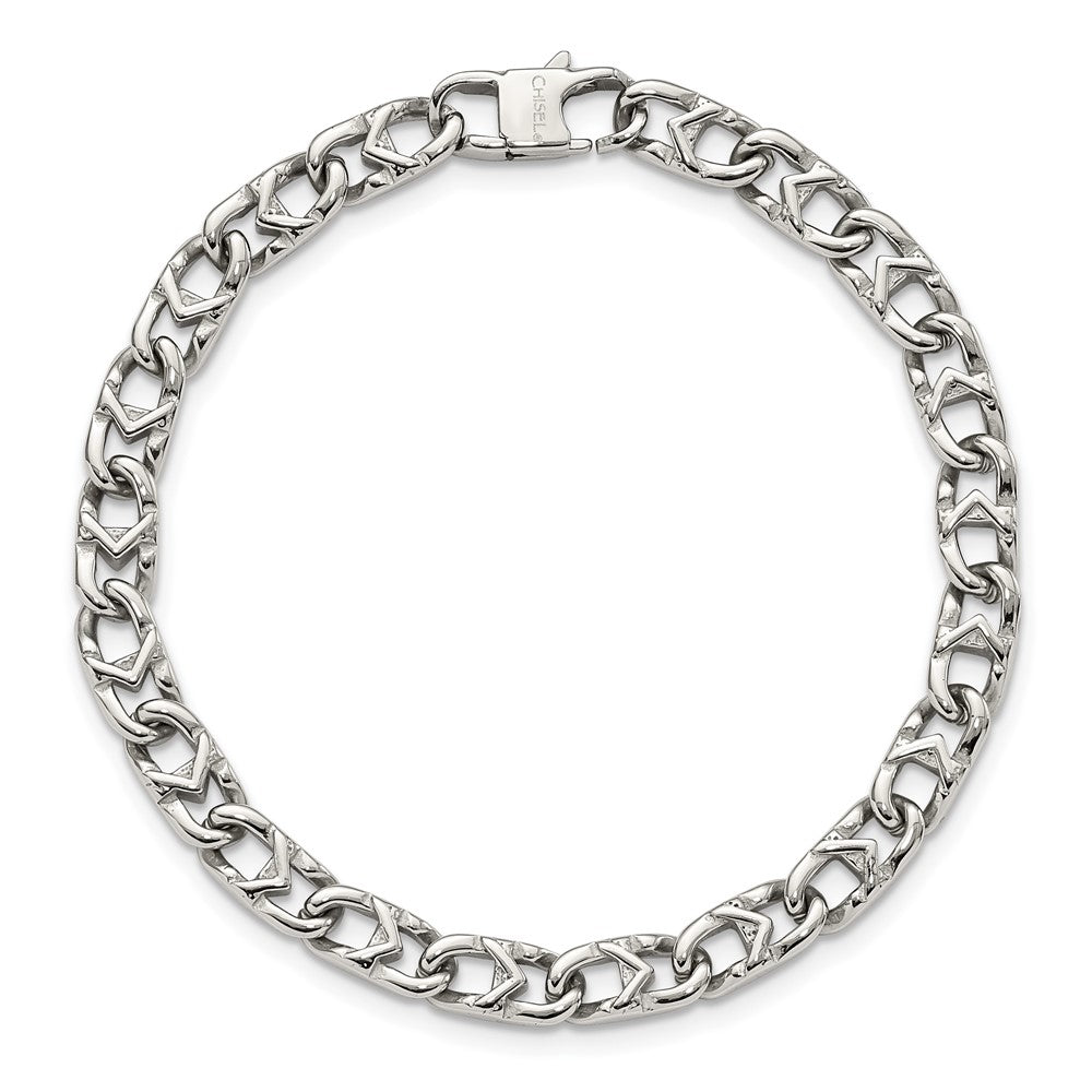Chisel Stainless Steel Polished 6mm 8.5 inch Fancy Link Bracelet SRB1268-8.5