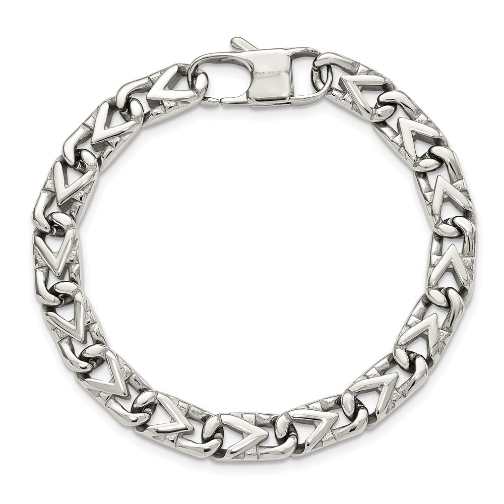 Chisel Stainless Steel Polished 8mm 8.5 inch Fancy Link Bracelet SRB1269-8.5