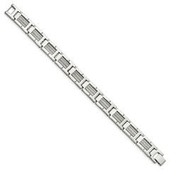 Chisel Stainless Steel Brushed and Polished with Cable Inlacy 8.5 inch Link Bracelet SRB127-8.5