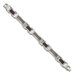 Chisel Stainless Steel Polished with Cable and Black Carbon Fiber Inlay 8.75 inch Link Bracelet SRB128-9