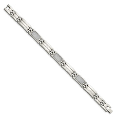 Chisel Stainless Steel Polished with Grey Carbon Fiber Inlay 8.5 inch Link Bracelet SRB1288-8.5