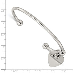 Chisel Stainless Steel Polished with Heart Charm Cuff Bangle SRB1325