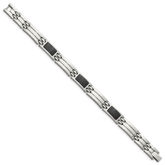 Chisel Stainless Steel Brushed and Polished with Black Carbon Fiber Inlay 8.5 inch Link Bracelet SRB141-8.5