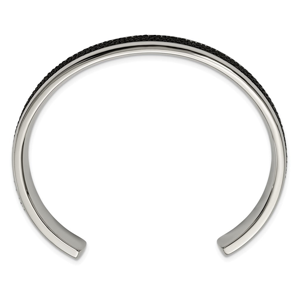 Chisel Stainless Steel Polished with Genuine Stingray Inlay Cuff Bangle SRB1501