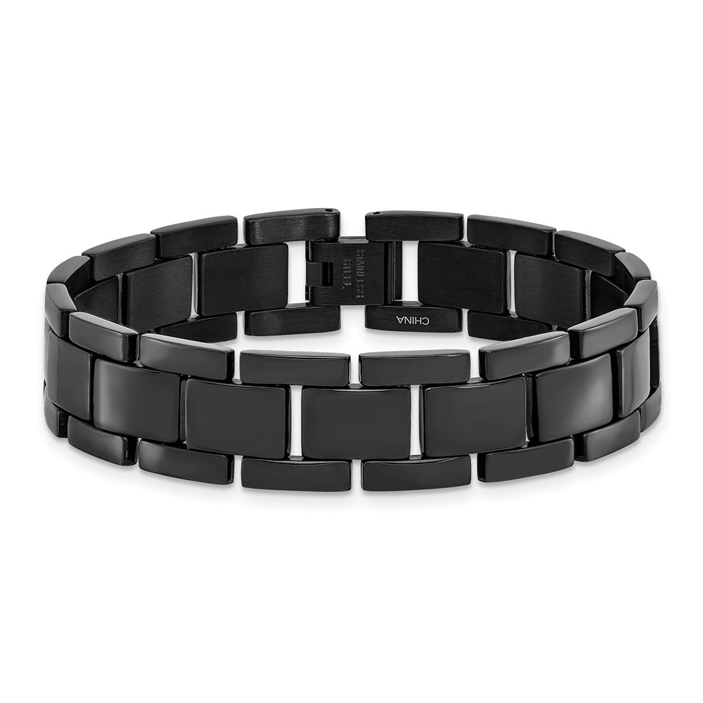 Chisel Stainless Steel Polished Black IP-plated 8.25 inch Link Bracelet SRB151-8.5