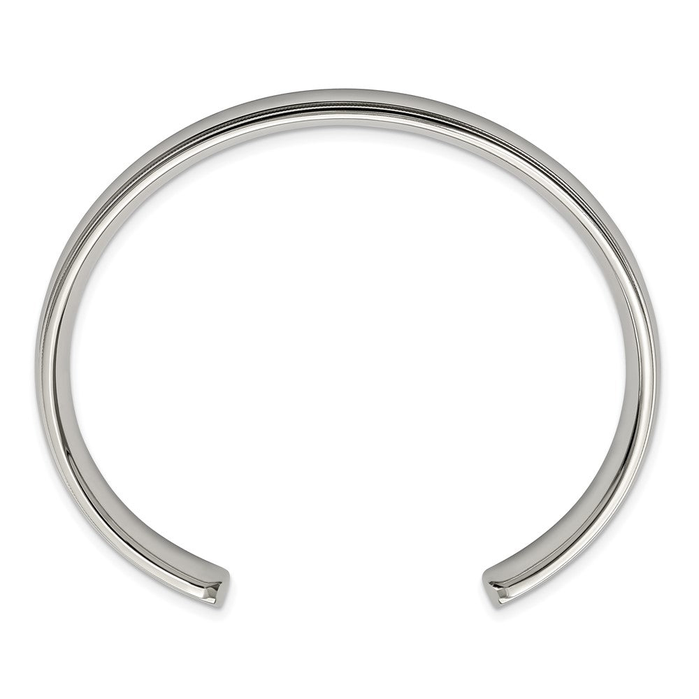 Chisel Stainless Steel Polished and Grooved 9mm Cuff Bangle SRB1517