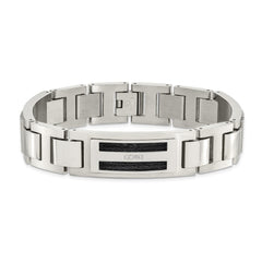 Chisel Stainless Steel Polished and Matte Black IP-plated with .05 carat Diamond 8.75 inch Bracelet SRB1528-8.75