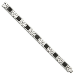 Chisel Stainless Steel Polished Black IP-plated Mesh with 1/3 carat Diamond 8.75 inch Bracelet SRB1530-8.75