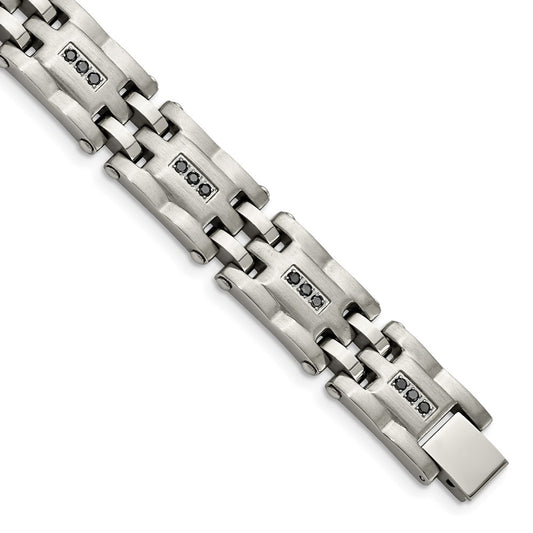 Chisel Stainless Steel Brushed and Polished with 3/4 carat Diamond 8.5 inch Bracelet SRB1531-8.5