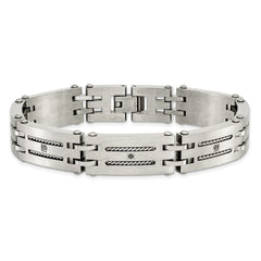 Chisel Stainless Steel Brushed and Polished with 1/10 carat Diamond 8.75 inch Bracelet SRB1532-8.75