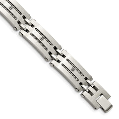 Chisel Stainless Steel Brushed and Polished with 1/10 carat Diamond 8.75 inch Bracelet SRB1532-8.75