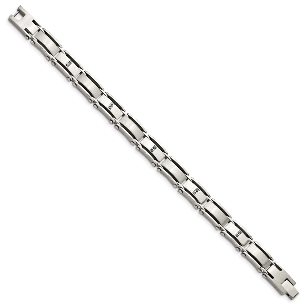 Chisel Stainless Steel Brushed and Polished with 1/10 carat Diamond 8.25 inch Bracelet SRB1534-8.25