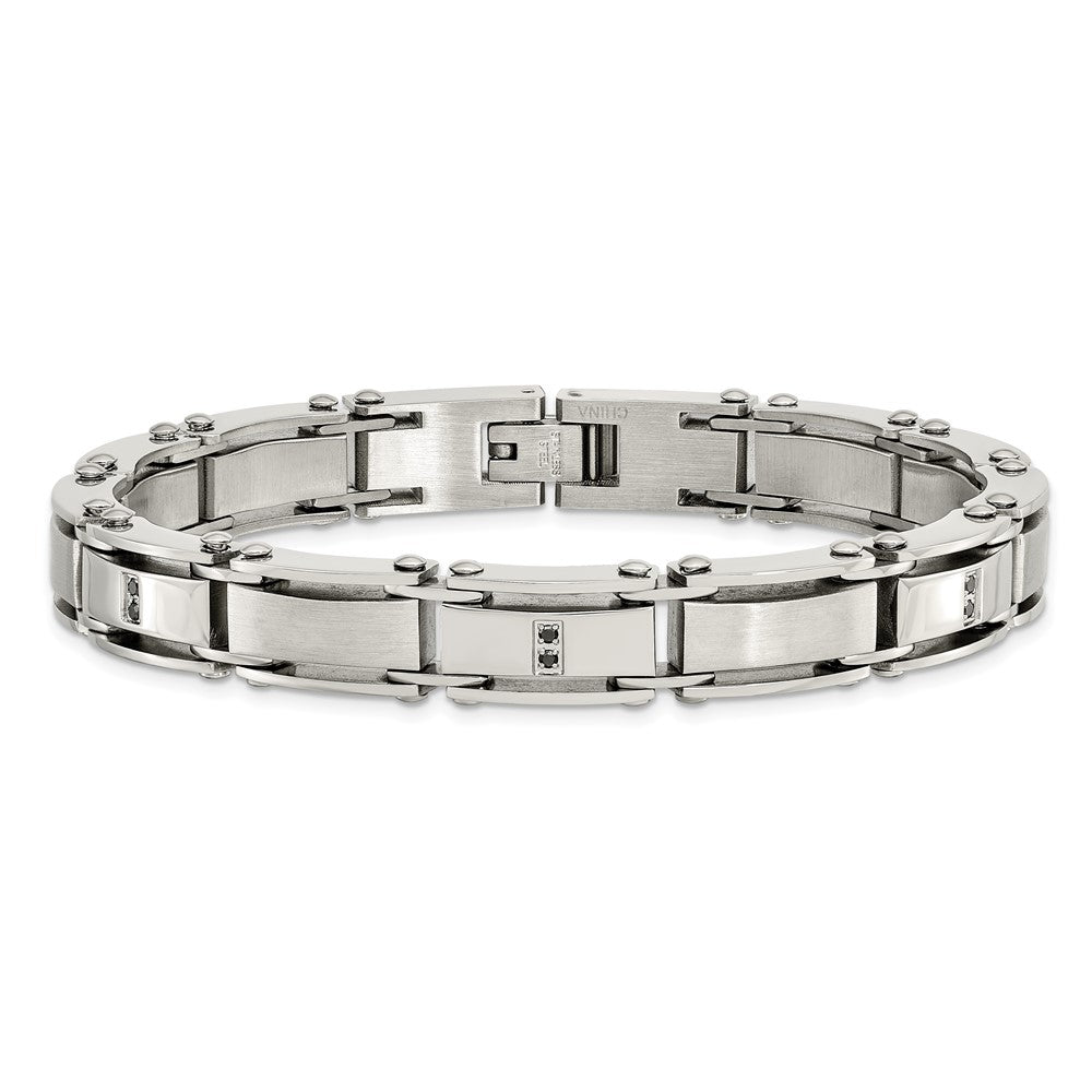 Chisel Stainless Steel Brushed and Polished with 1/10 carat Diamond 8.25 inch Bracelet SRB1534-8.25