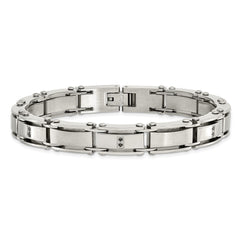 Chisel Stainless Steel Brushed and Polished with 1/10 carat Diamond 8.25 inch Bracelet SRB1534-8.25