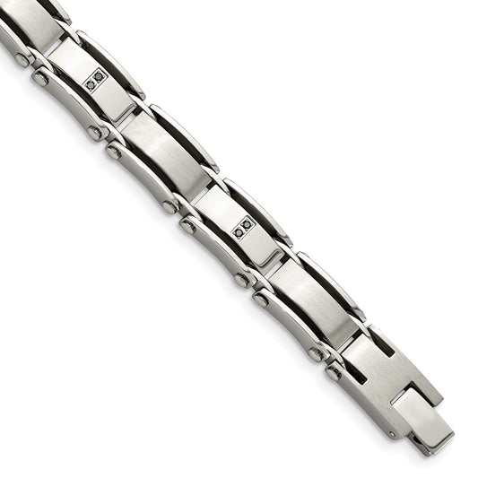 Chisel Stainless Steel Brushed and Polished with 1/10 carat Diamond 8.25 inch Bracelet SRB1534-8.25