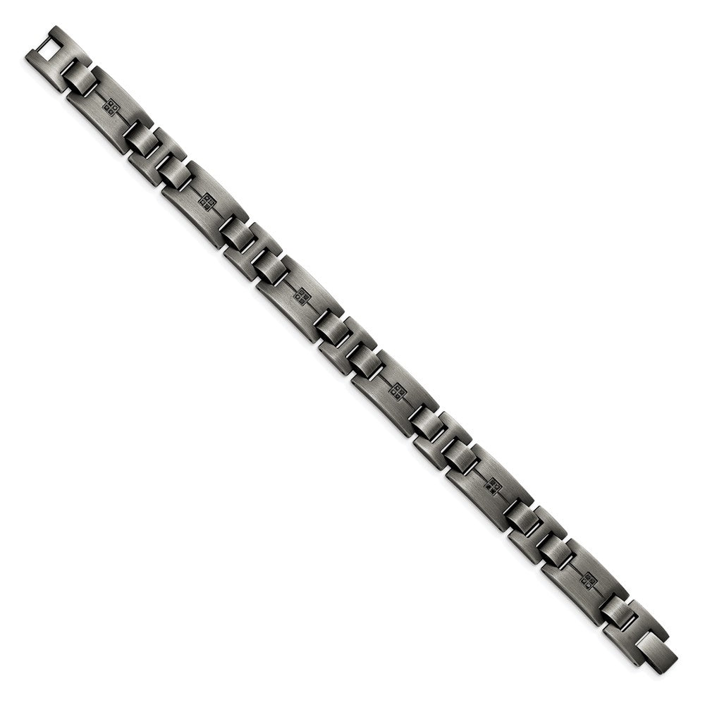 Chisel Stainless Steel Antiqued and Matte with 1/10 carat Black Diamond 9 inch Bracelet SRB1540-9