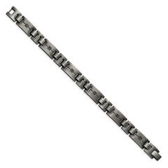 Chisel Stainless Steel Antiqued and Matte with 1/10 carat Black Diamond 9 inch Bracelet SRB1540-9