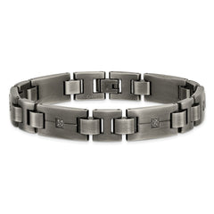 Chisel Stainless Steel Antiqued and Matte with 1/10 carat Black Diamond 9 inch Bracelet SRB1540-9