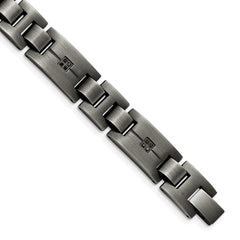 Chisel Stainless Steel Antiqued and Matte with 1/10 carat Black Diamond 9 inch Bracelet SRB1540-9