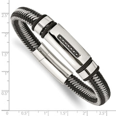 Chisel Stainless Steel Polished Black IP-plated with 1/10 carat Black Diamond 8.5 inch Bracelet SRB1547-8.5