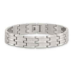 Chisel Stainless Steel Brushed Polished and Textured 8.75 inch Link Bracelet SRB155-8.75