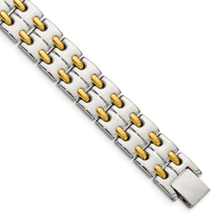 Chisel Stainless Steel Polished Yellow IP-plated 8.5 inch Link Bracelet SRB160-8.75