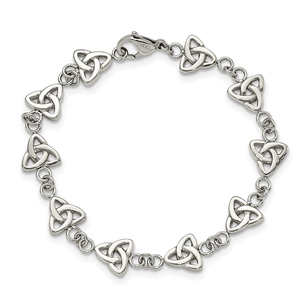 Chisel Stainless Steel Polished 7 inch Trinity Knot Link Bracelet SRB1623-7