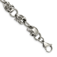 Chisel Stainless Steel Polished Skull Link 8.75 inch Bracelet SRB171-8.75