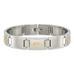 Chisel Stainless Steel with 14k Gold Accent Brushed and Polished 8.75 inch Link Bracelet SRB1722-8.75