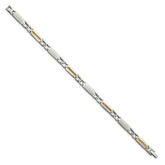Chisel Stainless Steel with 14k Gold Accent Brushed and Polished 8.75 inch Link Bracelet CHBRACELET