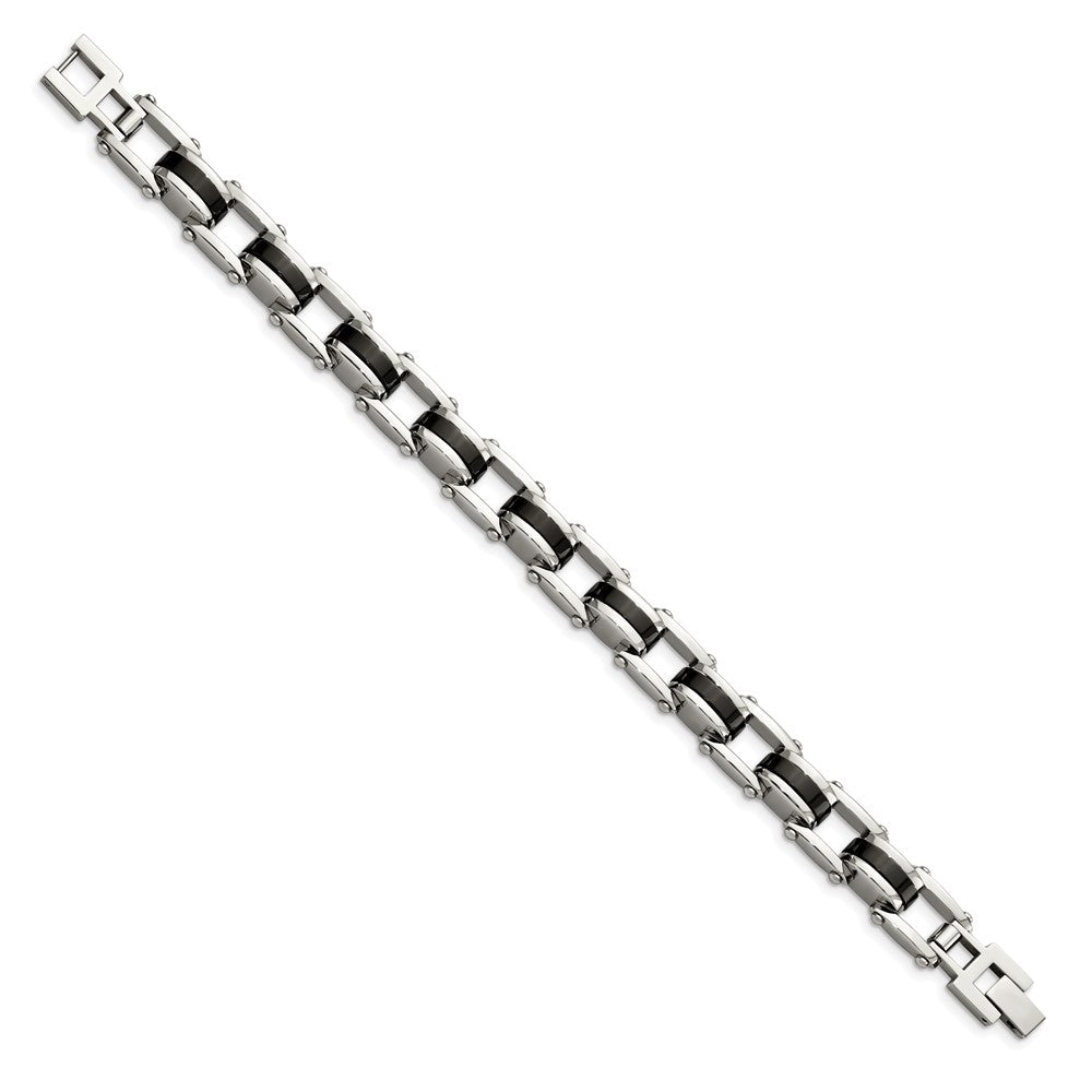 Chisel Stainless Steel Polished Black IP-plated 8.5 inch Bracelet SRB179-8.75