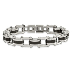Chisel Stainless Steel Polished Black IP-plated 8.5 inch Bracelet SRB179-8.75