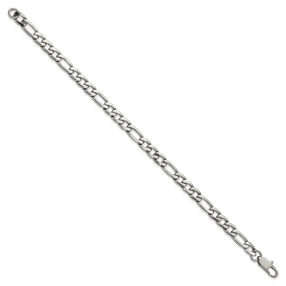 Chisel Stainless Steel Polished 6mm 8 inch Figaro Chain Bracelet SRB1806-8