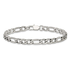 Chisel Stainless Steel Polished 6mm 8 inch Figaro Chain Bracelet SRB1806-8