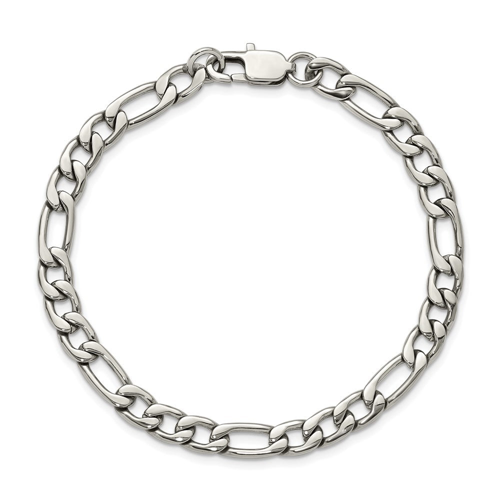 Chisel Stainless Steel Polished 6mm 8 inch Figaro Chain Bracelet SRB1806-8