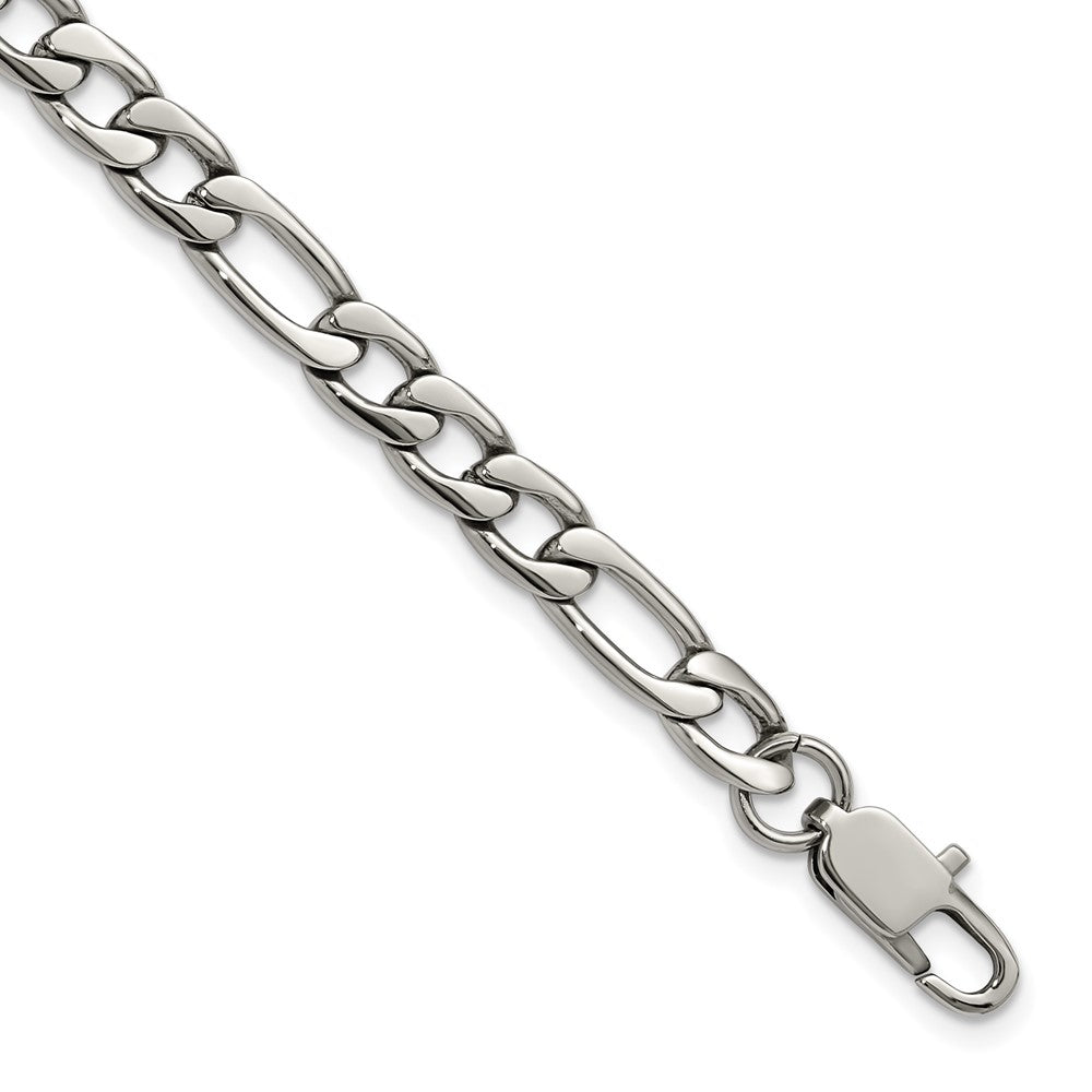 Chisel Stainless Steel Polished 6mm 8 inch Figaro Chain Bracelet SRB1806-8