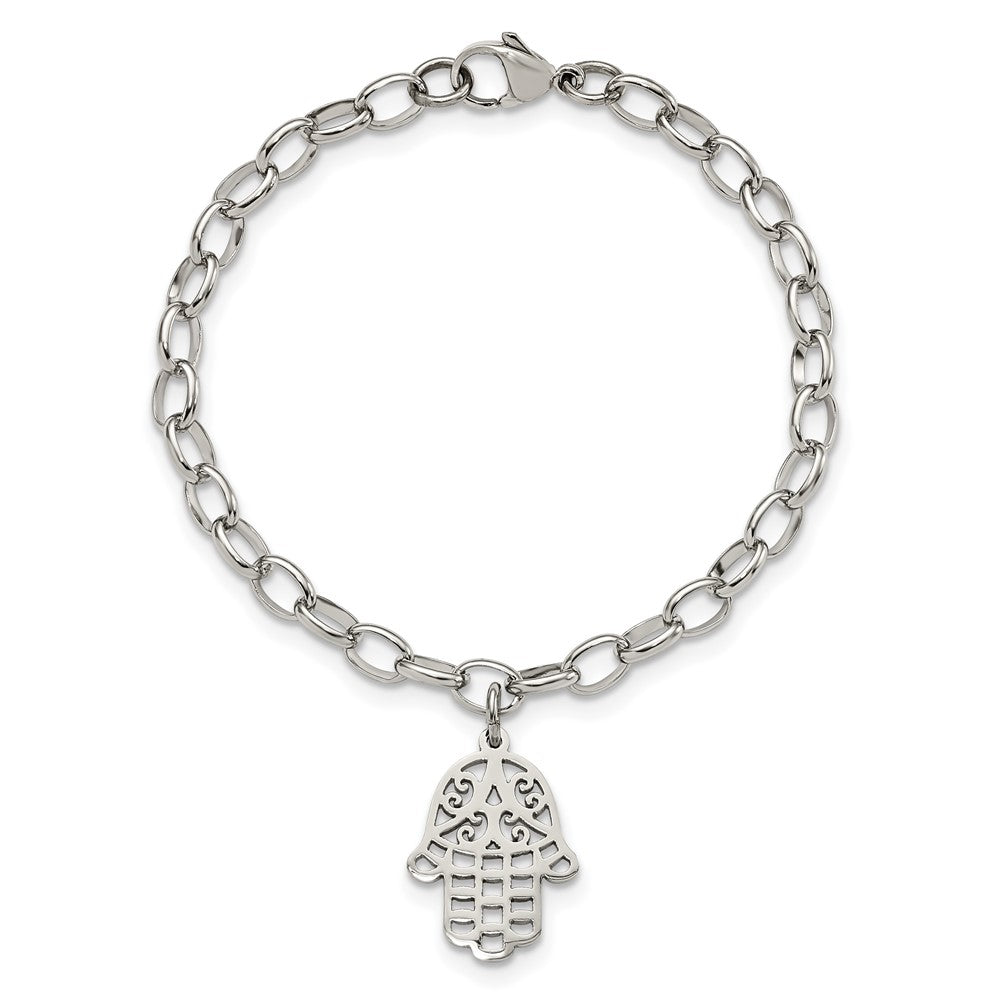 Chisel Stainless Steel Polished Chamseh/Hamsa 7 inch Bracelet SRB1850-7