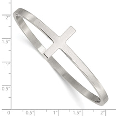 Chisel Stainless Steel Polished Sideways Cross Hinged Bangle SRB1852