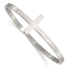 Chisel Stainless Steel Polished Sideways Cross Hinged Bangle SRB1852