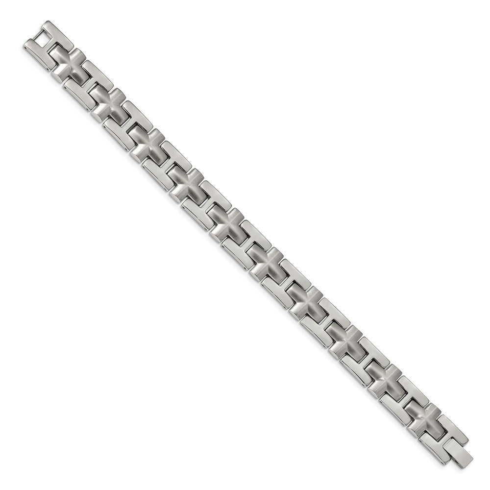 Chisel Stainless Steel Brushed and Polished 8.5 inch Cross Link Bracelet SRB1916-8.5