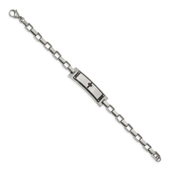Chisel Stainless Steel Polished Black IP-plated Cross 8.5 inch ID Bracelet SRB1921-8.5
