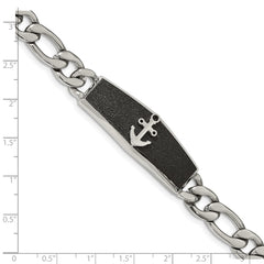 Chisel Stainless Steel Polished Black IP-plated Laser Cut Anchor 8.5 inch ID Bracelet SRB1925-8.5