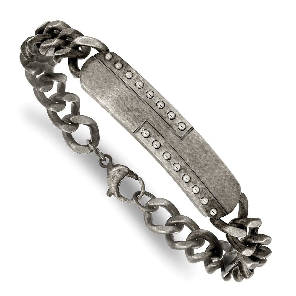 Chisel Stainless Steel Matte Finish Gun Metal IP-plated 9 inch ID Bracelet SRB1928-9