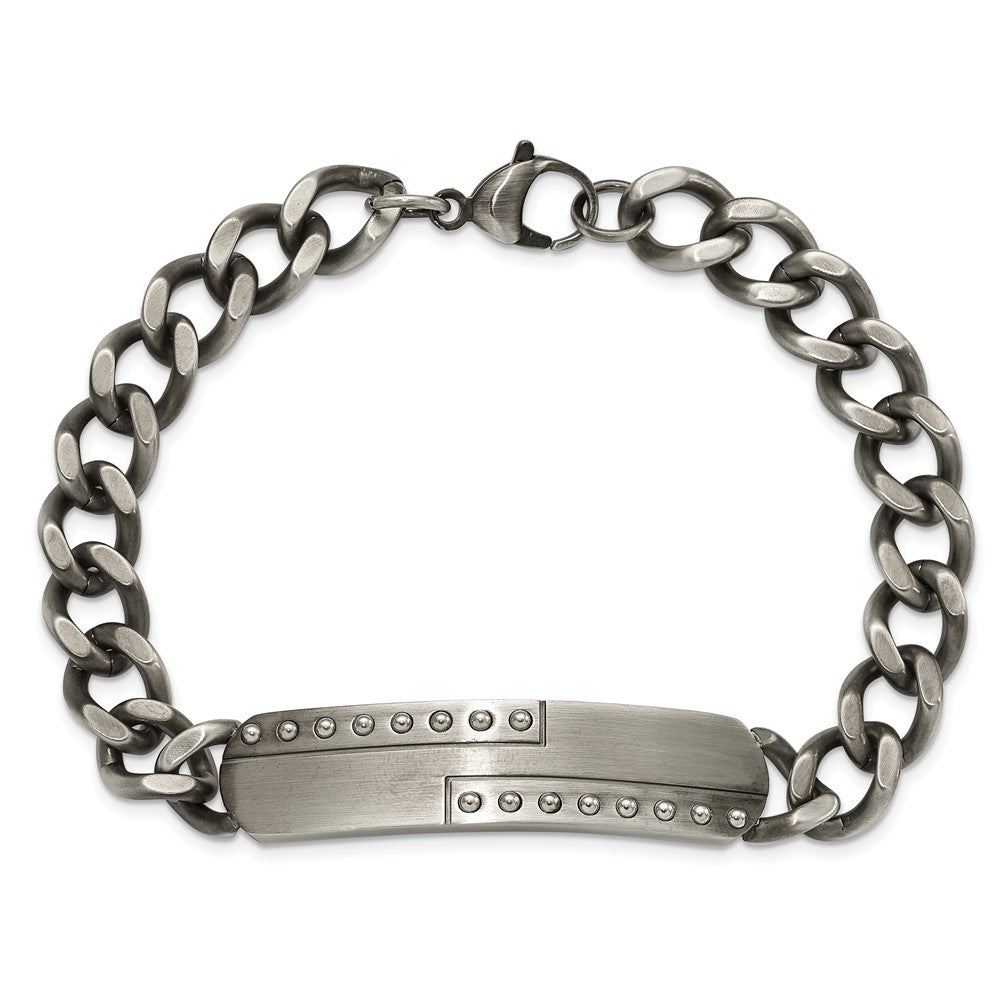 Chisel Stainless Steel Matte Finish Gun Metal IP-plated 9 inch ID Bracelet SRB1928-9